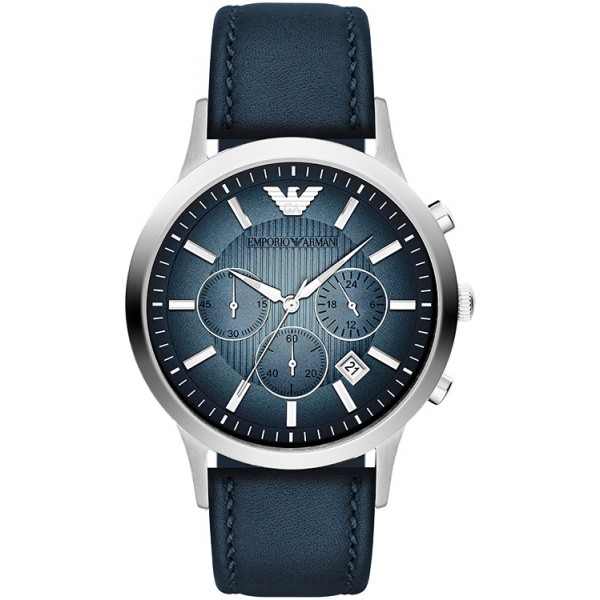 RENATO CHRONOGRAPH QUARTZ 43MM STEEL BLUE LEATHER