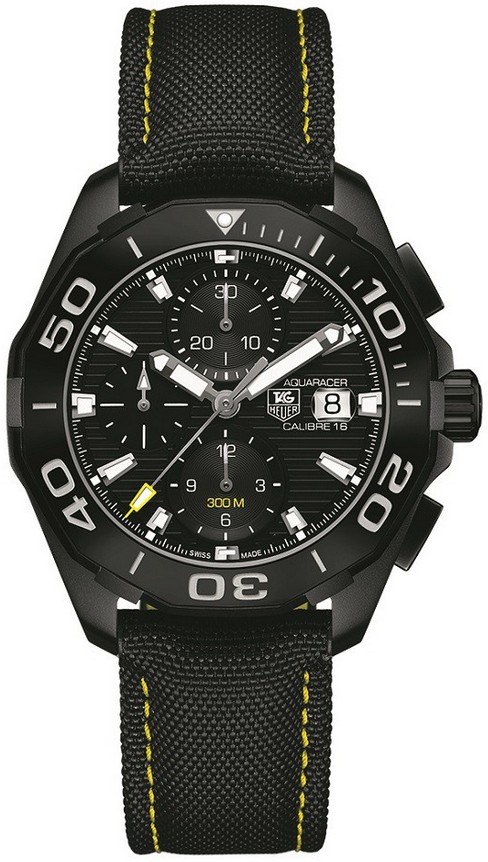AQUARACER 300M CALIBRE 16 CHRONOGRAPH AUTOMATIC 43MM TITANIUM BLACK TEXTILE