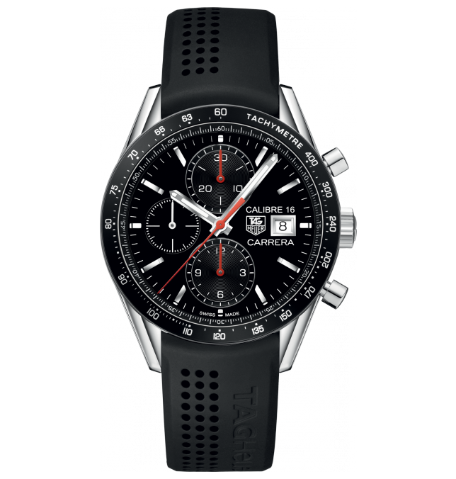 CARRERA CALIBRE 16 CHRONOGRAPH RACING AUTOMATIC 41MM STEEL BLACK RUBBER