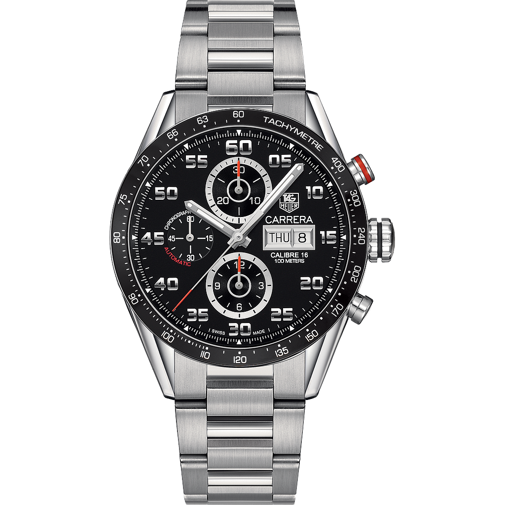 CARRERA CALIBRE 16 DAY DATE CHRONOGRAPH AUTOMATIC 43MM STEEL BLACK STEEL