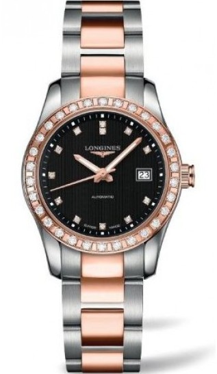 CONQUEST CLASSIC AUTOMATIC 30MM STEEL & ROSE GOLD BLACK STEEL & ROSE GOLD