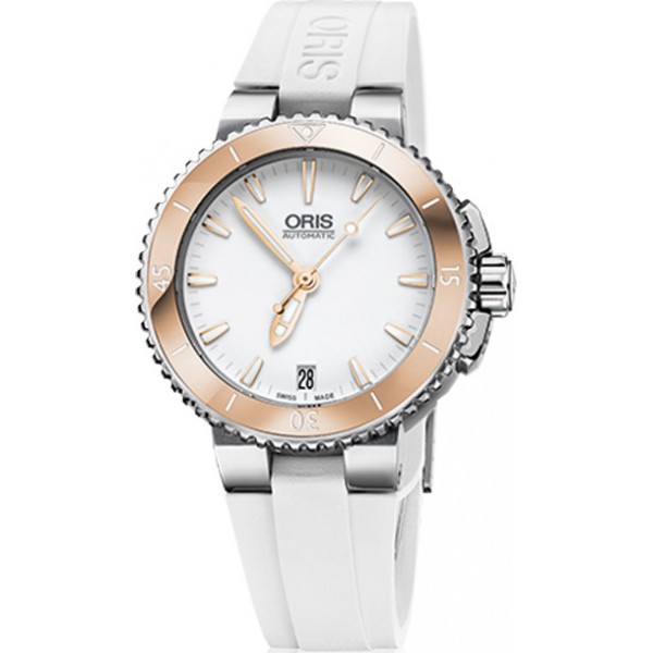 AQUIS DATE AUTOMATIC 36MM STEEL & PVD WHITE RUBBER