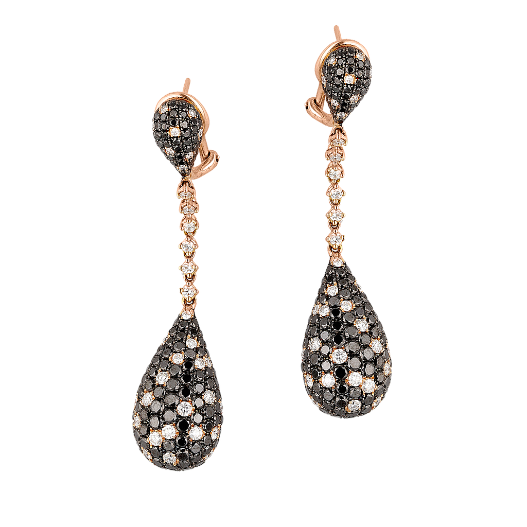 GENEVE BLACK & WHITE EARRINGS 9.3 18K ROSE GOLD