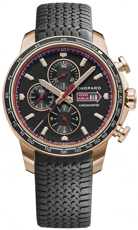 MILLE MIGLIA MILLE MIGLIA GTS CHRONO AUTOMATIC 44MM ROSE GOLD BLACK RUBBER
