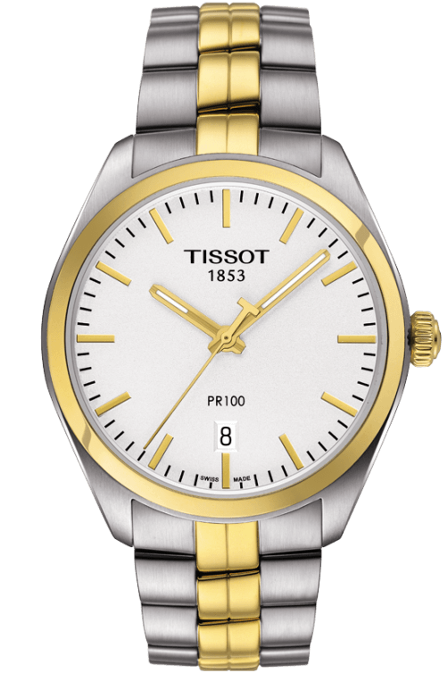 T-CLASSIC PR 100 QUARTZ QUARTZ 39MM STEEL & PVD WHITE STEEL & PVD