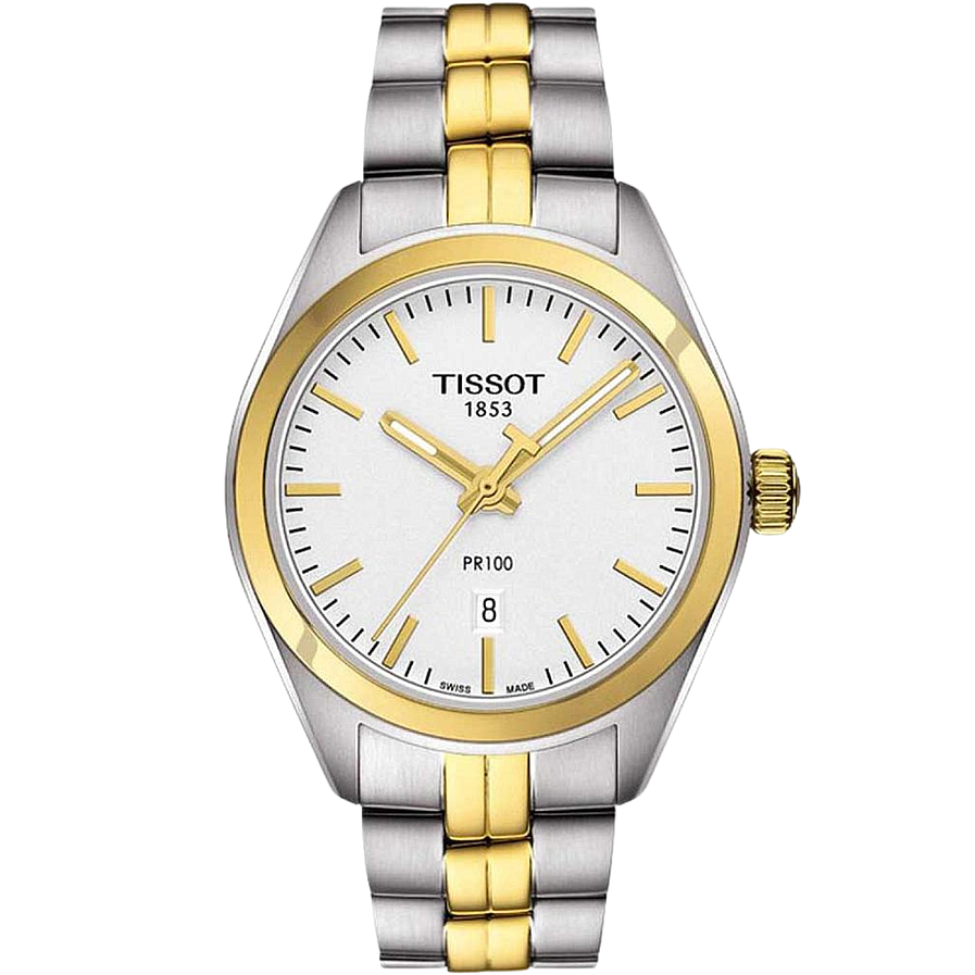 T-CLASSIC PR 100 QUARTZ QUARTZ 33MM STEEL & PVD WHITE STEEL & PVD