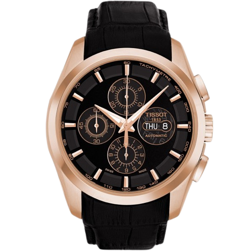 T-CLASSIC COUTURIER AUTOMATIC CHRONOGRAPH AUTOMATIC 43MM STEEL & PVD BLACK LEATHER