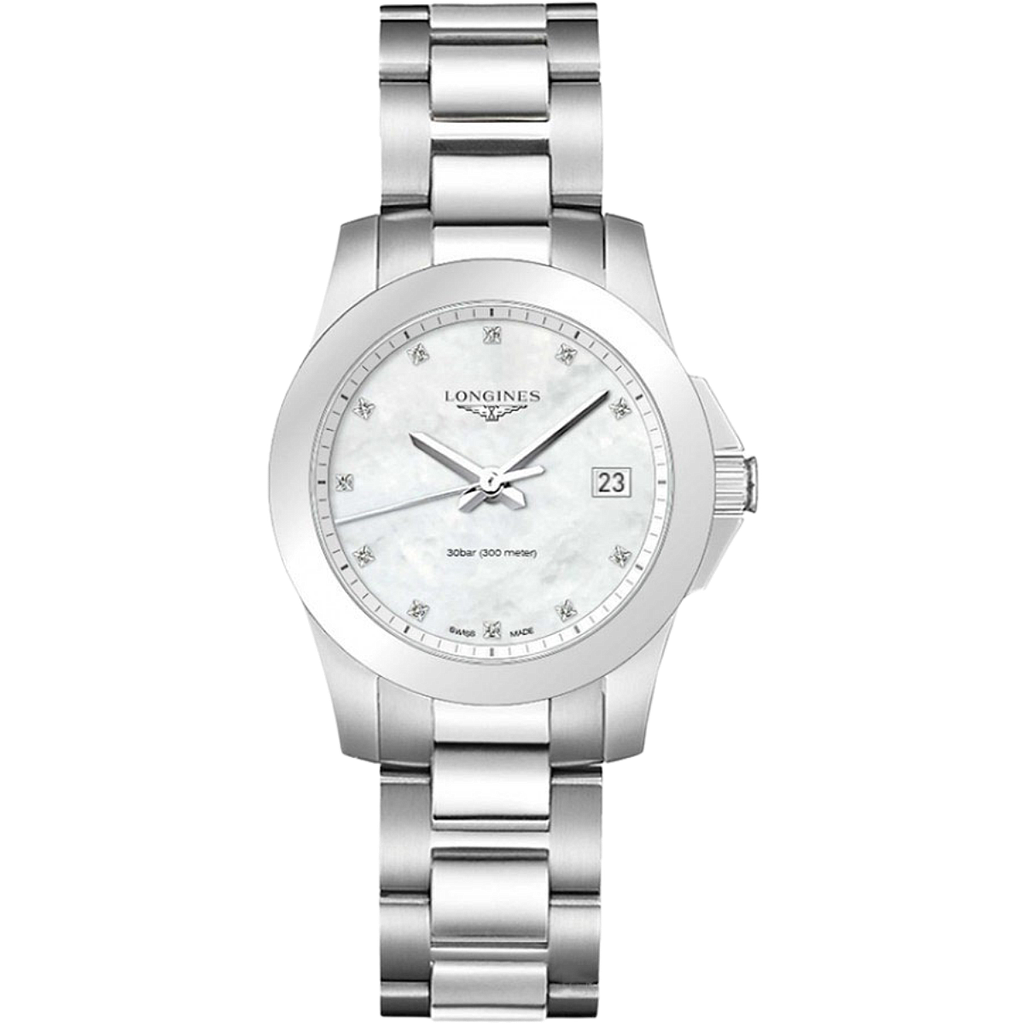 CONQUEST CLASSIC QUARTZ 34MM STEEL MOTHER OF PEARL STEEL