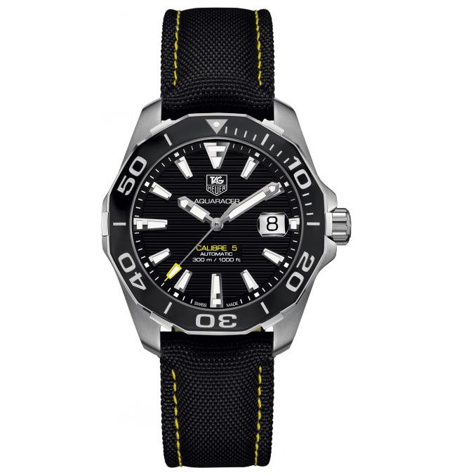 AQUARACER 300M CALIBRE 5 AUTOMATIC 41MM STEEL BLACK TEXTILE