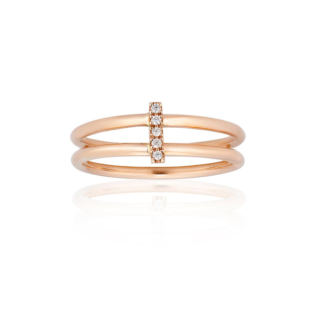 GOLD & ROSES SILHOUETTE RING 0.99 18K ROSE GOLD 14