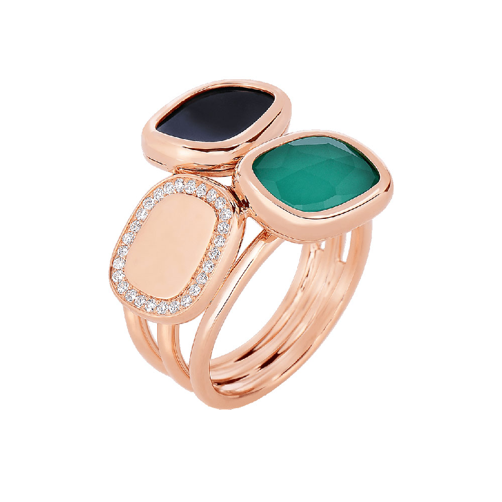ROBERTO COIN BLACK JADE RING 9.2 18K ROSE GOLD 14
