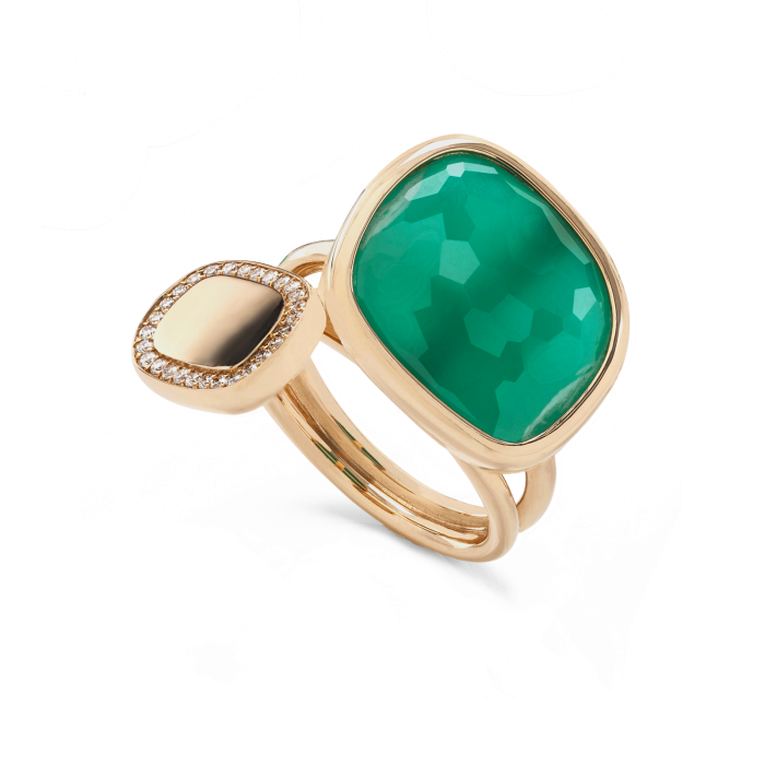 ROBERTO COIN BLACK JADE RING 7.18 18K ROSE GOLD 14