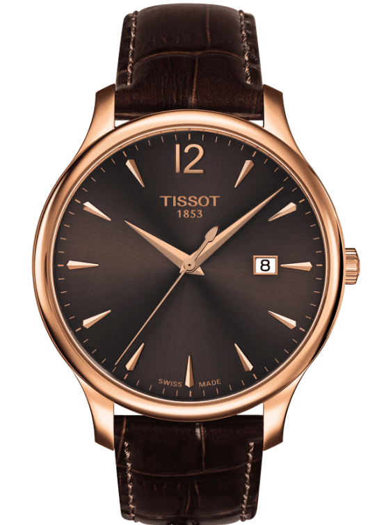 T-CLASSIC TRADITION QUARTZ 42MM STEEL & PVD BROWN ALLIGATOR