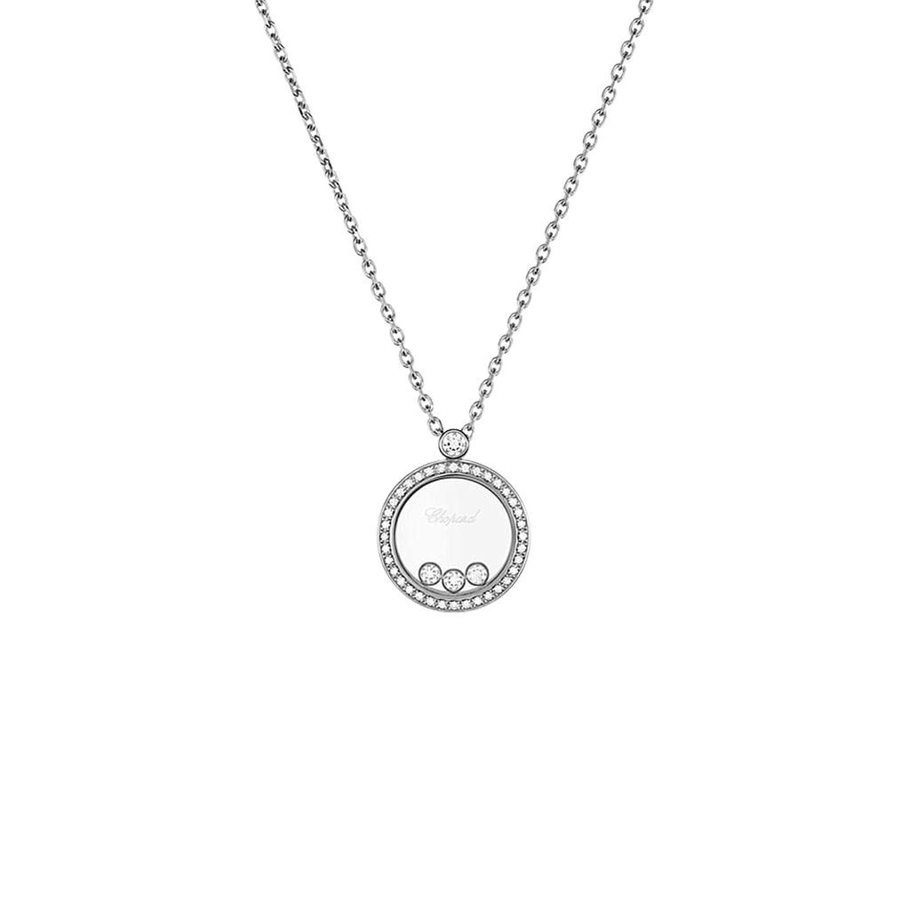 CHOPARD HAPPY DIAMONDS NECKLACE 8.4 18K WHITE GOLD