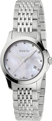 G TIMELESS QUARTZ SMALL QUARTZ 27MM STEEL MOTHER OF PEARL STEEL