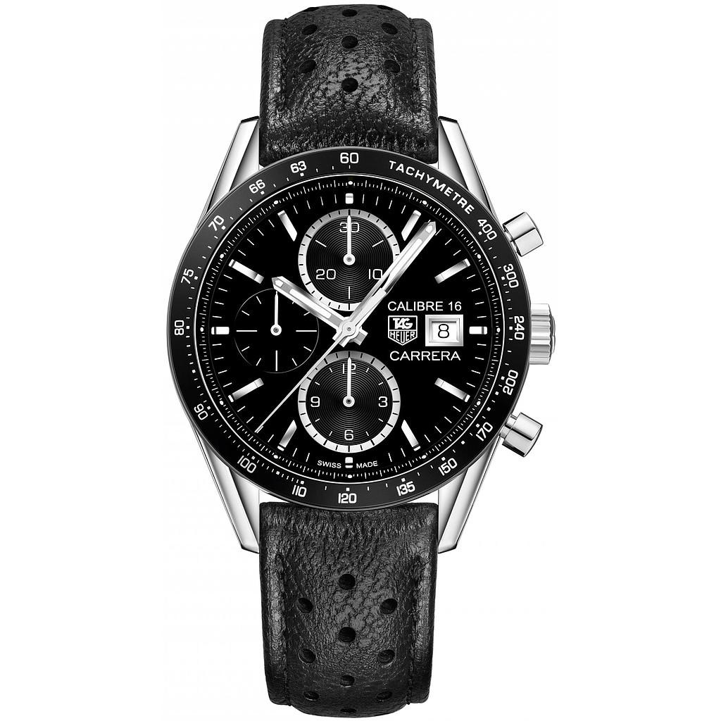 CARRERA CALIBRE 16 CHRONOGRAPH AUTOMATIC 41MM STEEL BLACK LEATHER