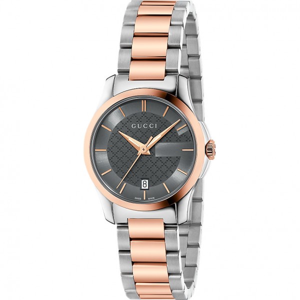 G TIMELESS QUARTZ SMALL QUARTZ 27MM STEEL GREY STEEL & PVD