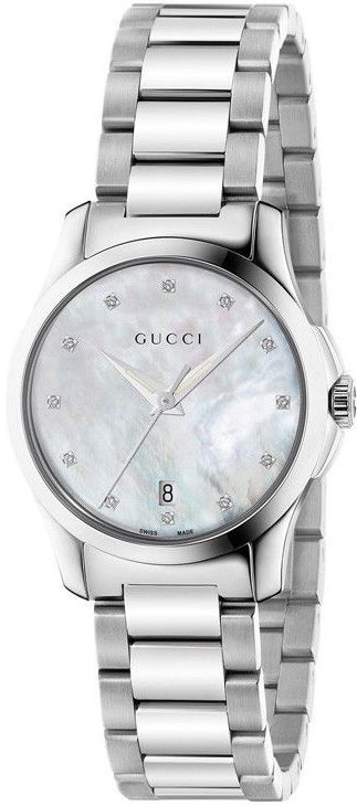 G TIMELESS QUARTZ SMALL QUARTZ 27MM STEEL MOTHER OF PEARL STEEL