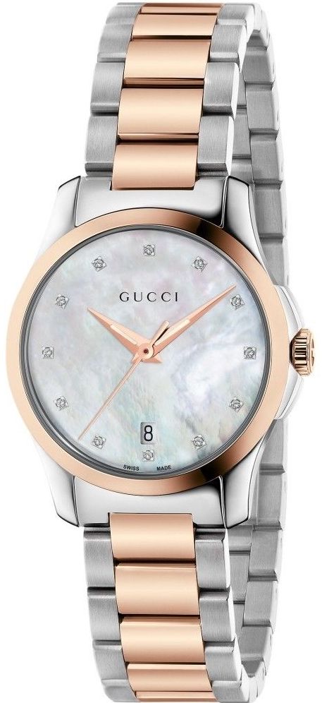 G TIMELESS QUARTZ SMALL QUARTZ 27MM STEEL MOTHER OF PEARL STEEL & PVD
