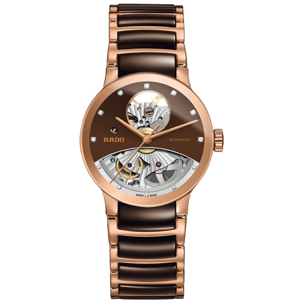 CENTRIX AUTOMATIC DIAMONDS OPEN HEART AUTOMATIC 33MM STEEL & PVD BROWN STEEL & CERAMIC