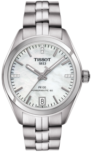 T-CLASSIC PR 100 AUTOMATIC AUTOMATIC 33MM STEEL MOTHER OF PEARL STEEL