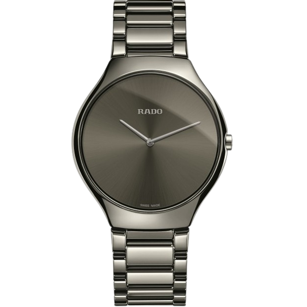 TRUE THINLINE QUARTZ 38MM STEEL & CERAMIC BLACK CERAMIC & TITANIUM