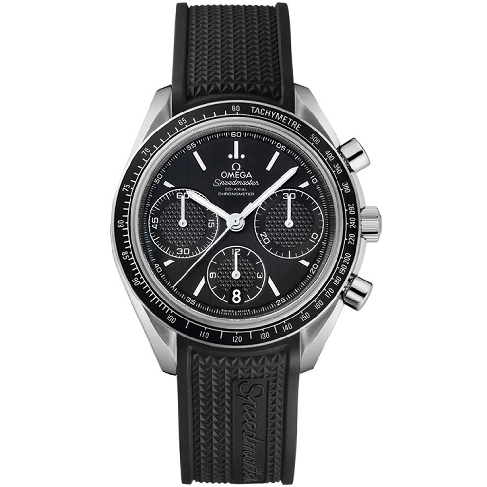 SPEEDMASTER RACING CO AXIAL CHRONOGRAPH AUTOMATIC 40MM STEEL BLACK RUBBER