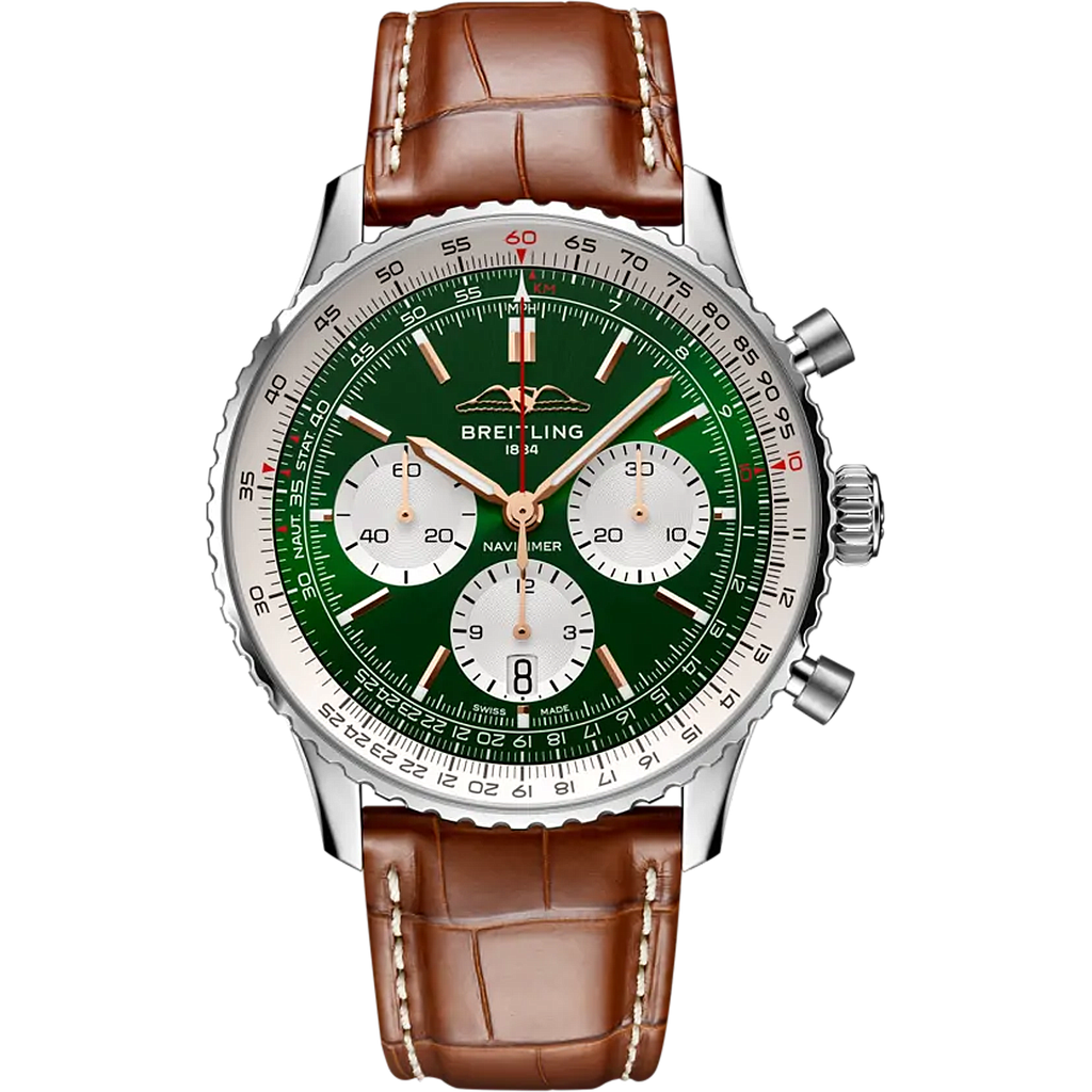NAVITIMER B01 CHRONOGRAPH 43 AUTOMATIC 43MM STEEL GREEN ALLIGATOR